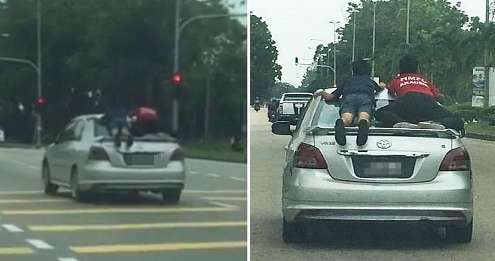 Johor Man Who Drove With Children Riding Dangerously on Car Gets Arrested & Has Vehicle Seized - WORLD OF BUZZ 1