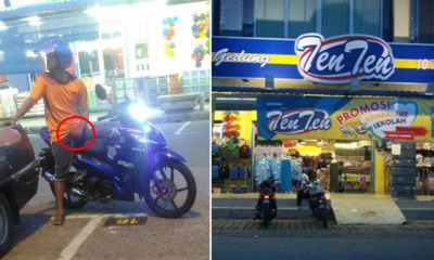 Woman Shocked When Man on Motorcycle Pleasures Himself on Motorcycle In Front of Seremban Supermarket - WORLD OF BUZZ