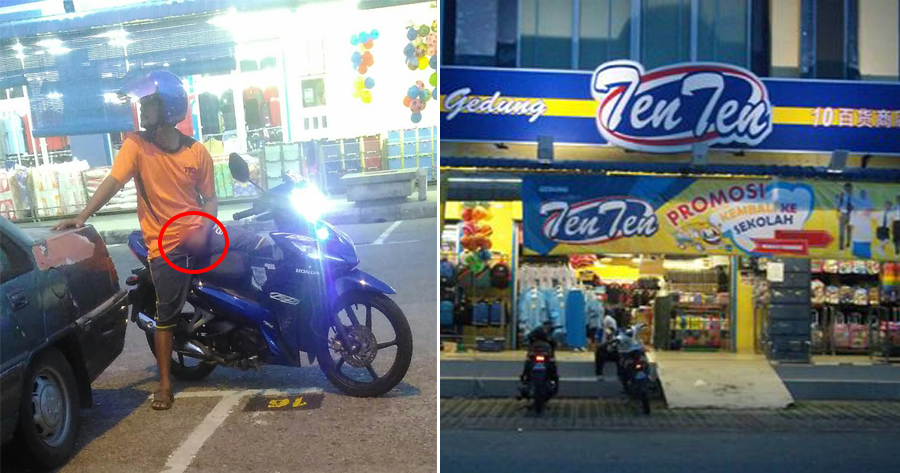 Woman Shocked When Man on Motorcycle Pleasures Himself on Motorcycle In Front of Seremban Supermarket - WORLD OF BUZZ