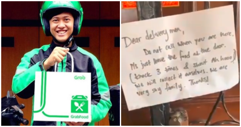 'Knock 3 Times & Yell Ah-Hoo', Shy Family Leaves Note For GrabFood Rider To Leave Food At Their Door - WORLD OF BUZZ