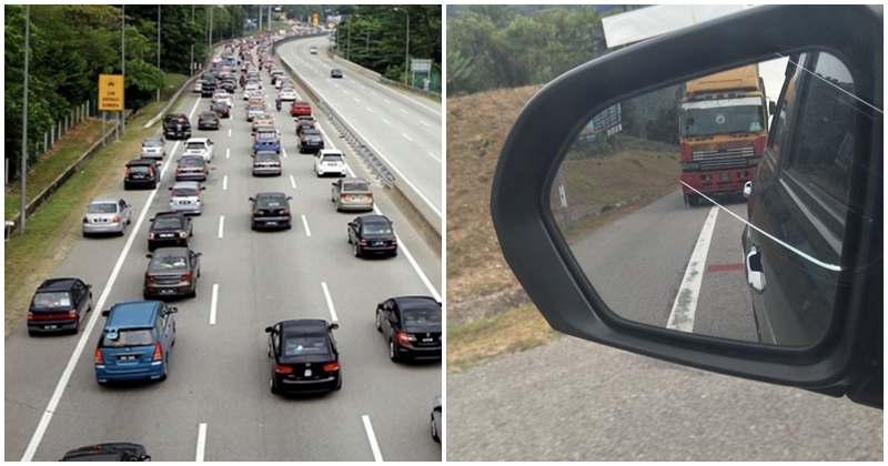 Lorry Driver Takes Matters Into Own Hands, Partially Blocks Emergency Lane To Stop Irresponsible Users From Misusing - WORLD OF BUZZ