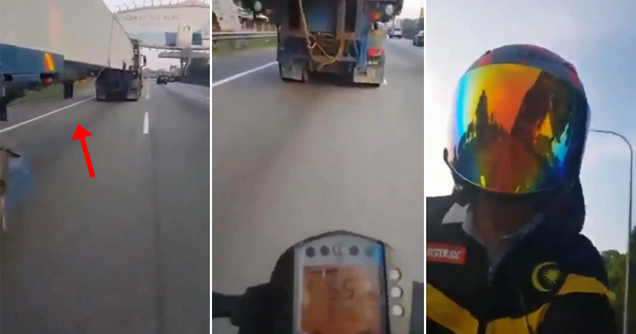 [Video] M'sian Man Tries Dangerous Stunt by Riding Motorcycle Under Trailer & Laughs About It - WORLD OF BUZZ