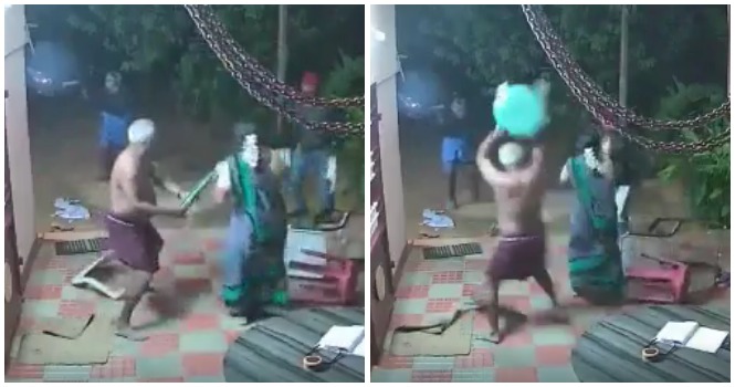 Watch: Badass Uncle & Aunty Fight Off Knife-Wielding Robbers With Slippers & Chairs - WORLD OF BUZZ