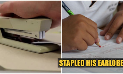 K.Kinabalu Teacher STAPLES 10yo Student's Ear Because He Didn't Finish His Homework - WORLD OF BUZZ