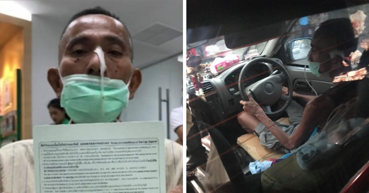 Thai Man Drives His Cab Daily While Attached to Nasal Feeding Tube To Pay Off His Medical Expenses - WORLD OF BUZZ