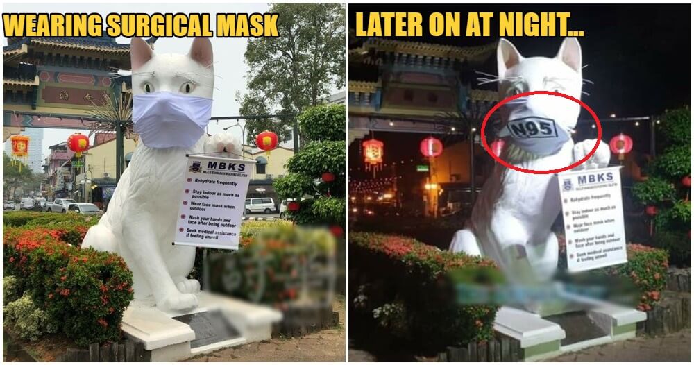 The Haze Is So Bad In Sarawak That Even The Iconic Kuching Statue Is Wearing A Mask - WORLD OF BUZZ 3
