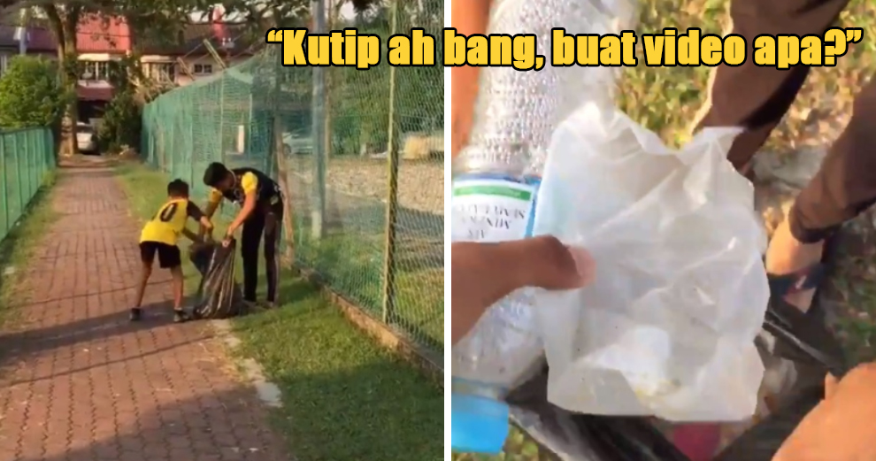 UPSR Student Picks Up Rubbish at Public Park, Scolds Elder Brother for Taking Video Instead of Helping Out - WORLD OF BUZZ 1