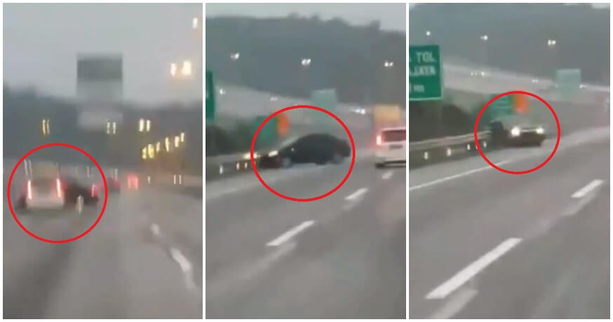Watch: Drunk Driver on M'sian Highway Crashes Car Into Ditch After Driving Recklessly - WORLD OF BUZZ 2