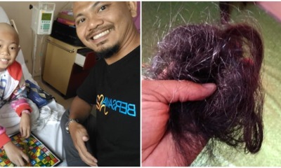 "I want to look just like her," Says M'sian Dad Who Shaved Head to Match Daughter with Cancer - WORLD OF BUZZ