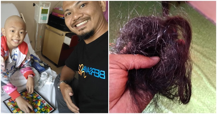 "I want to look just like her," Says M'sian Dad Who Shaved Head to Match Daughter with Cancer - WORLD OF BUZZ