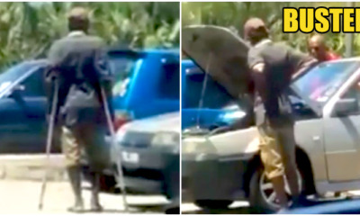 Kantoi! Suspicious Limping Beggar Apparently Own A Car And Can Stride Around It Just Fine - WORLD OF BUZZ 6