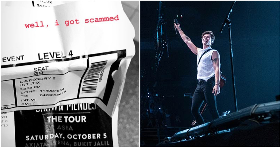 M'sian Girl Got Scammed with Fake RM800 Shawn Mendes Concert Tickets - WORLD OF BUZZ