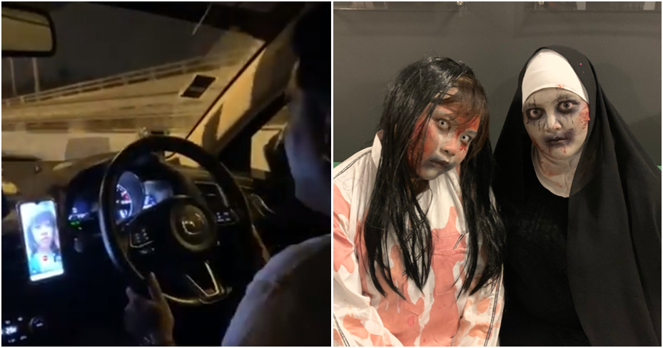 Driver Prank Calls His Wife After Picking Up Passengers Dressed As Pontianak For Halloween - WORLD OF BUZZ 1