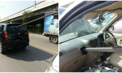 Friendly Reminder To Keep Your Distance With Vehicles On The Road, Metal Rod Pierces Through Car - WORLD OF BUZZ