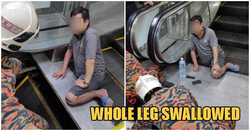 Man Wearing Slippers Gets His Whole Right Leg SWALLOWED By Escalator At KL Shopping Mall - WORLD OF BUZZ