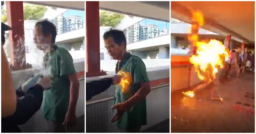 Video: Protesters Horrifically Splash A Man With Lighter Fluid & Set Him On Fire After Argument - WORLD OF BUZZ