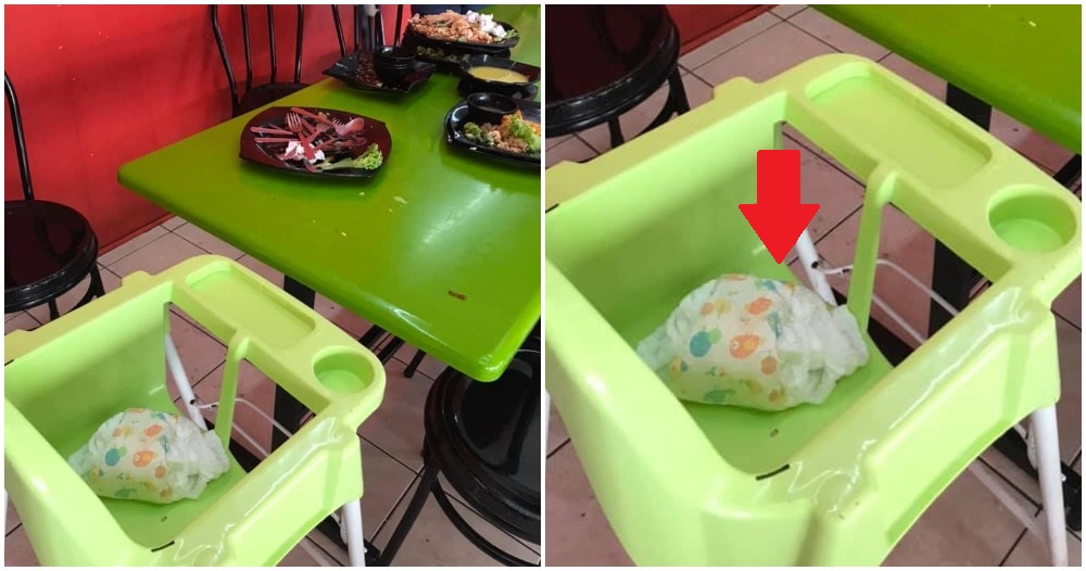 Irresponsible M'sians Leave Diapers on Baby Chair In Restaurant, Netizens Outraged - WORLD OF BUZZ 1