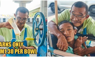 Old Uncle Walks 6km Daily To Sell Shaved Ice For RM1.30 To Care For His Disabled Son - WORLD OF BUZZ 8