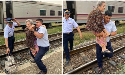 Kind Train Conductor Heroically Carries Elderly Woman Off Train As She Couldn't Get Down Steps - WORLD OF BUZZ 4