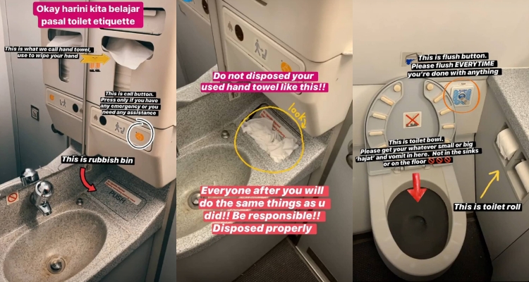 AirAsia Flight Attendant Teaches Everyone The Toilet Etiquette on an Aeroplane - WORLD OF BUZZ 2