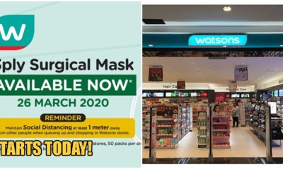 Watsons Malaysia Is Now Selling Packs of Face Masks For RM7.50 Each At Selected Outlets! - WORLD OF BUZZ