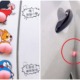 Collage of squishy butt stickers on car door crayon shin chan doraemon corgi