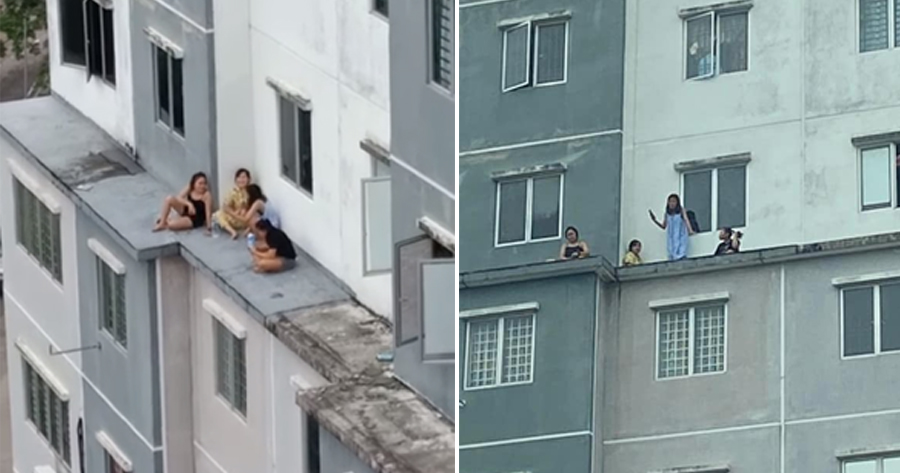 Indonesian women hanging out on ledge