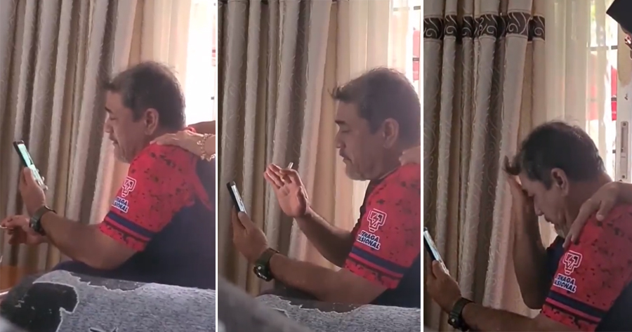 Man crying on video