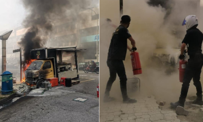 PDRM Helped Extenguish Food Truck Fire