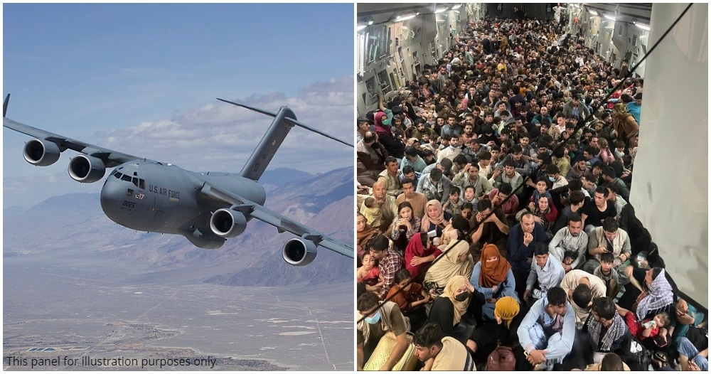 boeing c17 globemaster iii afghan refugees flee from taliban