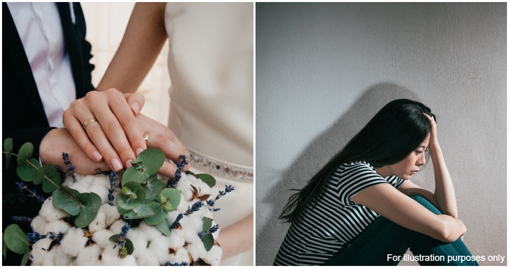 marriage and ring with sad asian lady 1