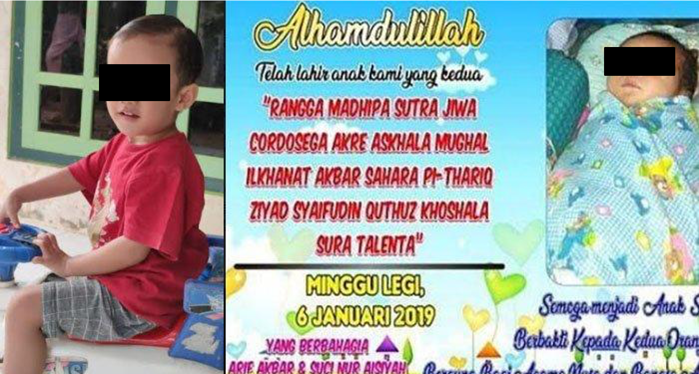 Baby has a name with 19 words