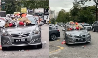 double parked car rubbish