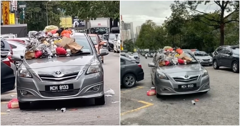 double parked car rubbish