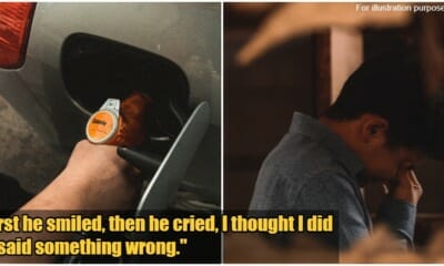 foreign worker at petrol station cries when someone thanks him