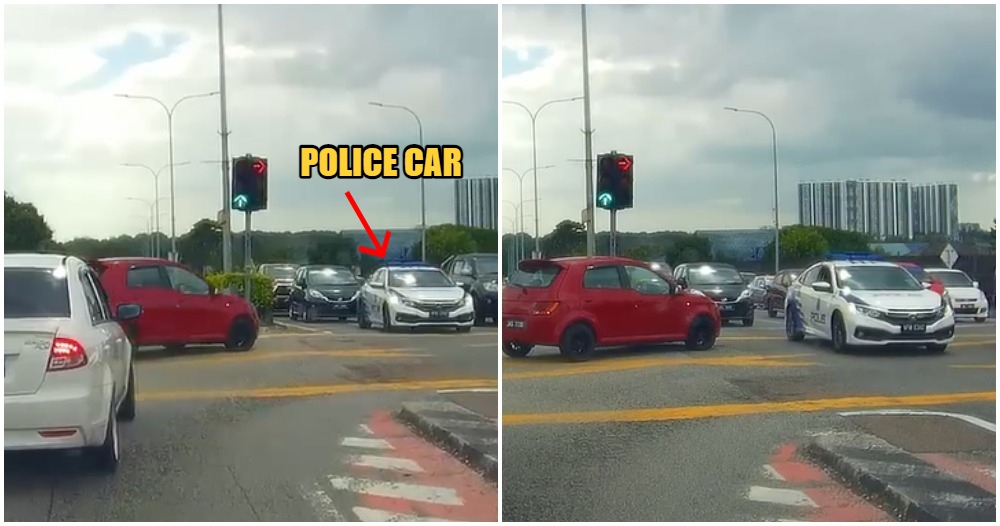 beat red light come face to face with police car