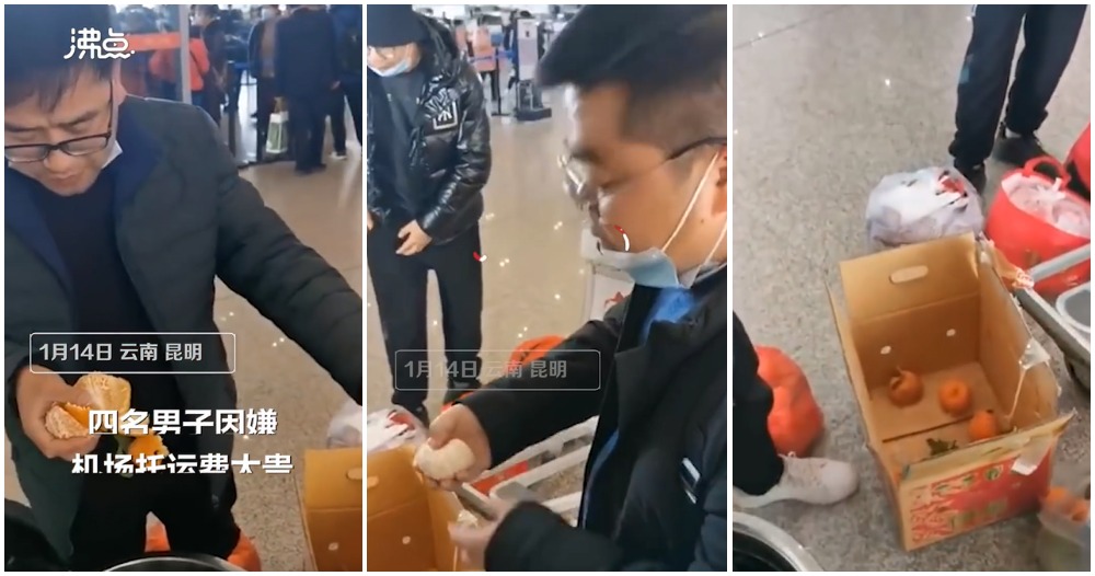travellers in china eat oranges to not pay for luggage fees 1