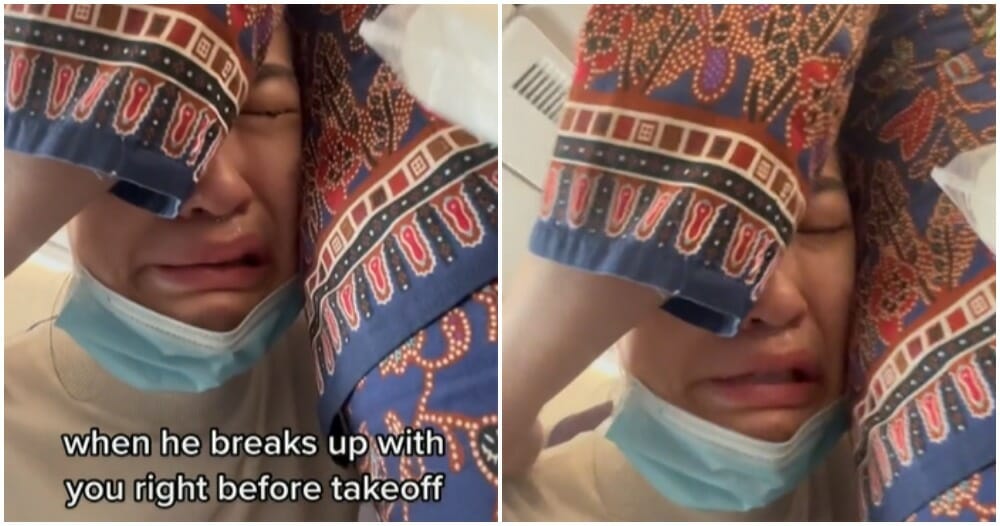 stwardess hug crying woman