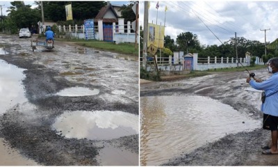 pond sized pothole in thailand
