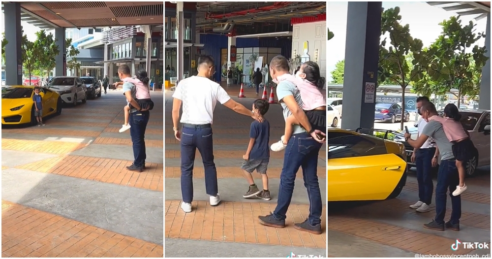lambo driver allow kid to take pictures