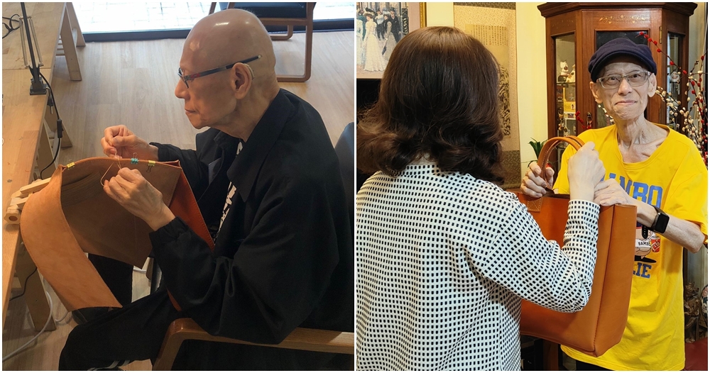 cancer patient makes handmade leather bag for wife