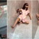 spider girl in china climbs wall