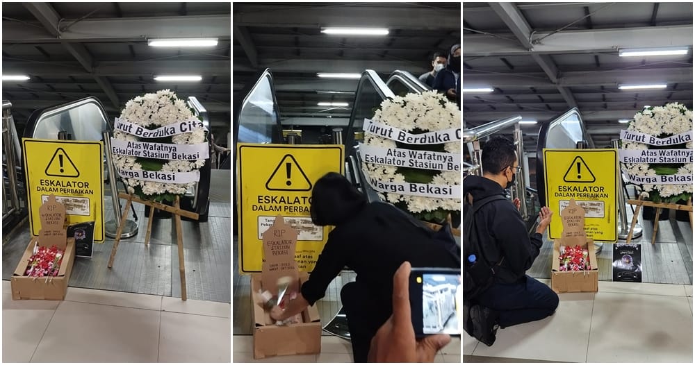 escalator grave flower wreath