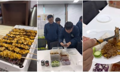 malaysian make satay for colleagues