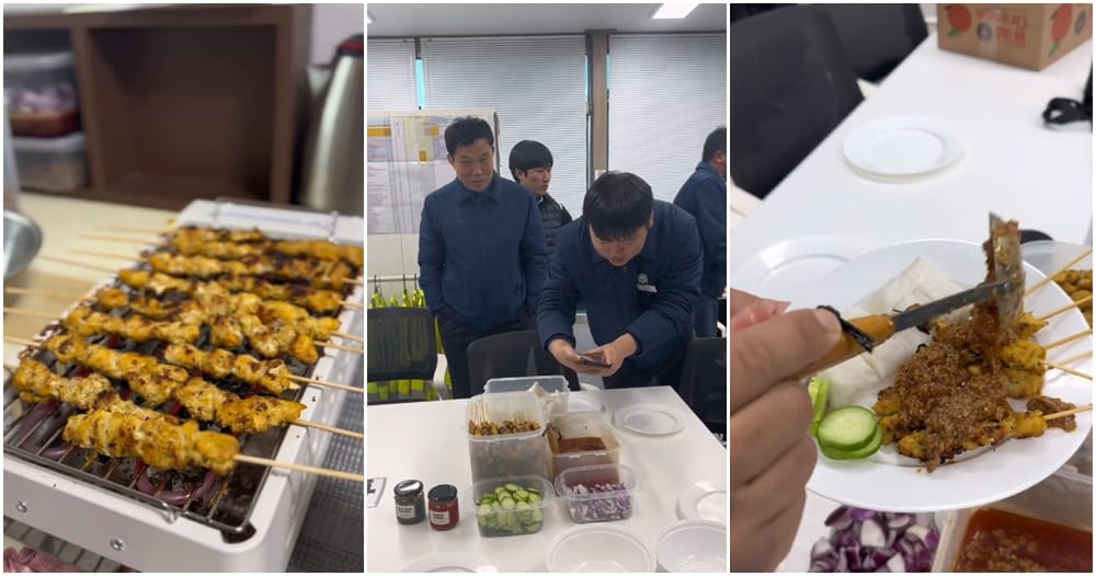 malaysian make satay for colleagues