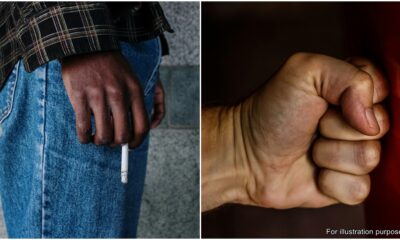 teacher smoking hits peeking students