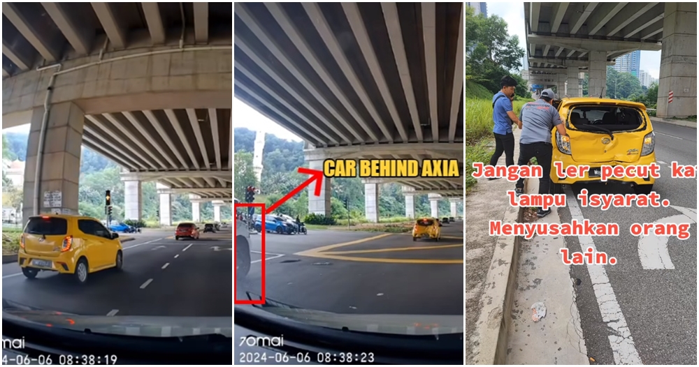 axia stops at yellow light crash