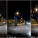 motorcyclist hits pothole