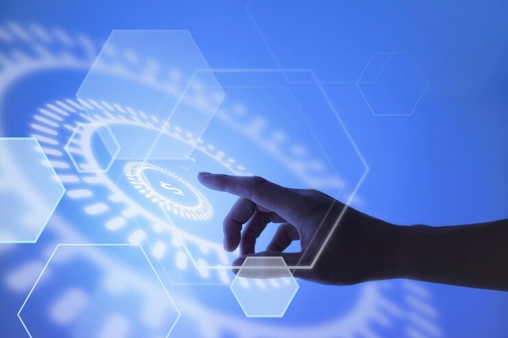 Hand Pointing Currency Blockchain Technology Background 53876 102966