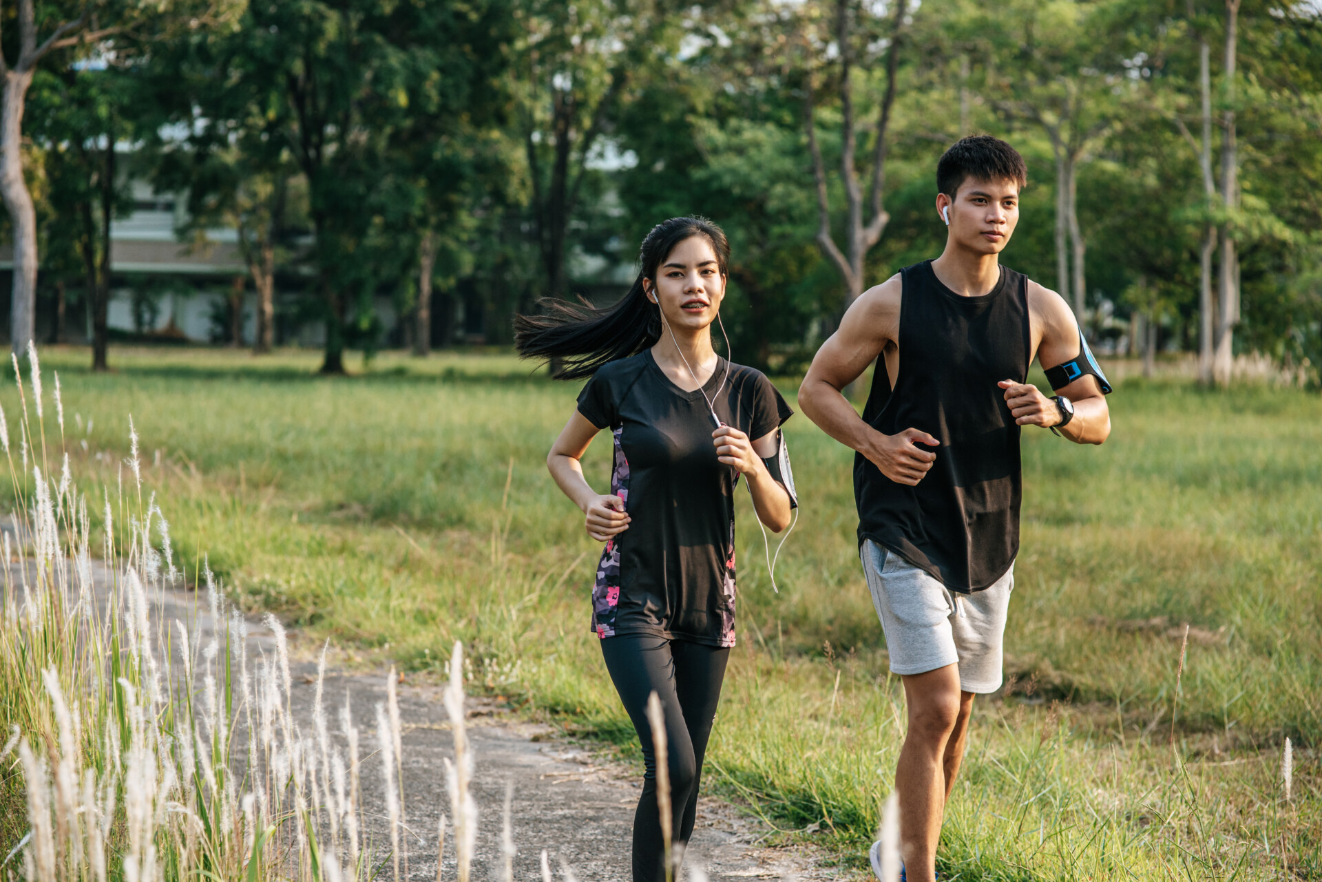 Men Women Exercise By Running